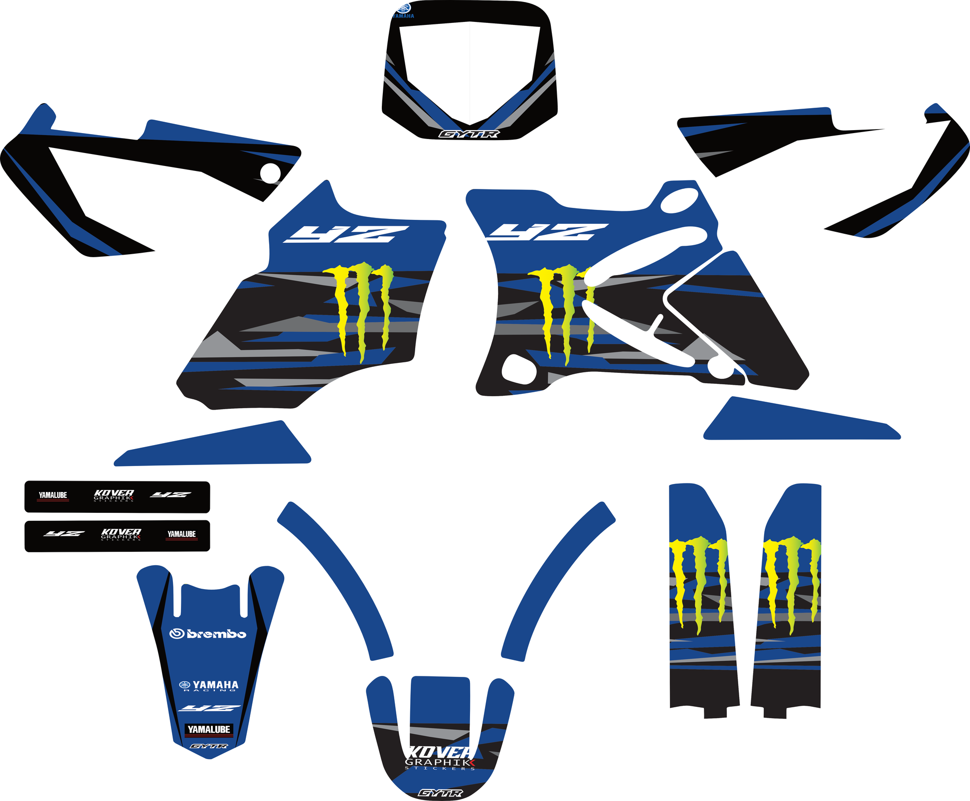 MOTORRAD-GRAFIKKIT, kompatibel mit Dirtbikes YCF Start 88/125 und 125SM, Yamaha-Rennstil-1