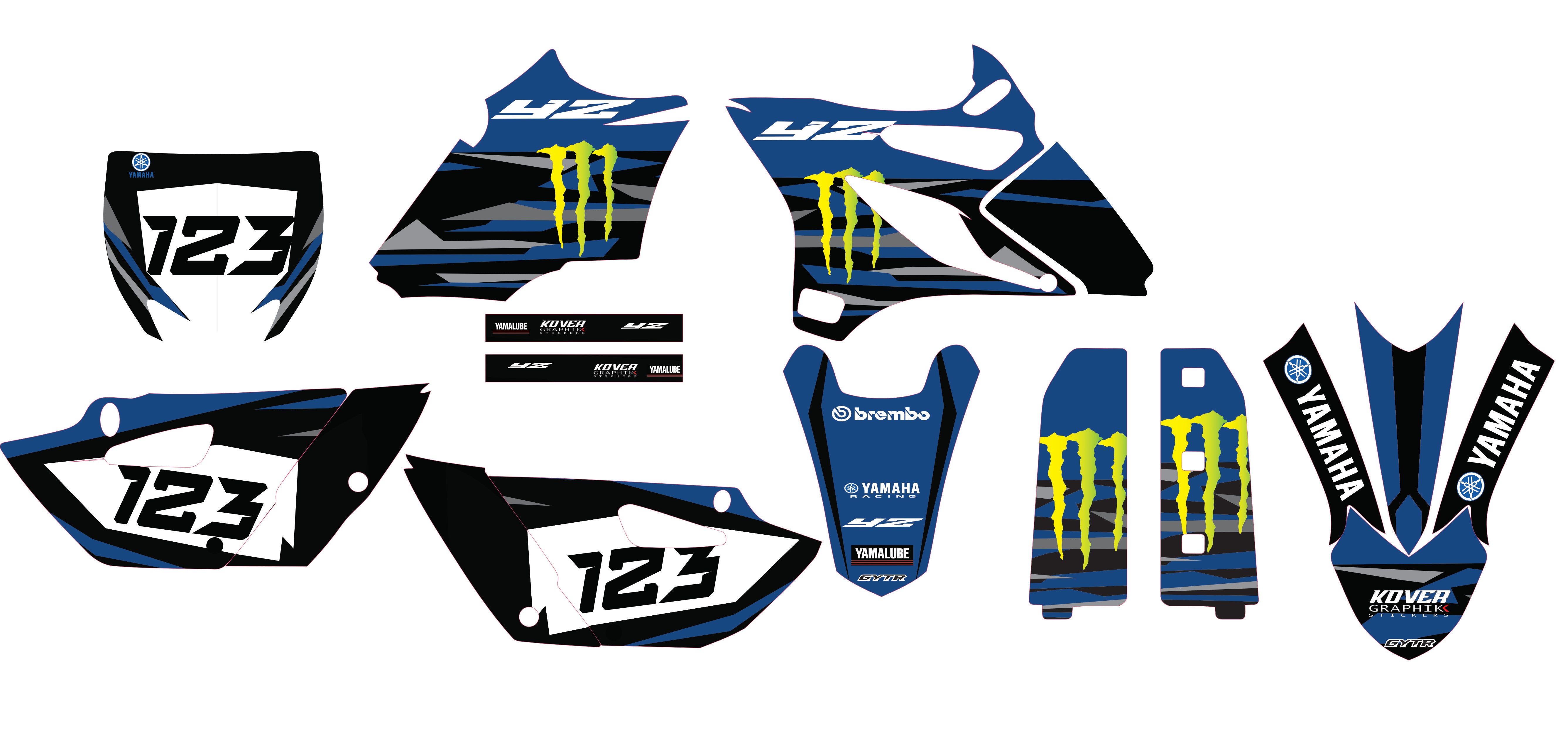 MOTORRAD-GRAFIKKIT, kompatibel mit Dirtbikes YCF Start 88/125 und 125SM, Yamaha-Rennstil-3