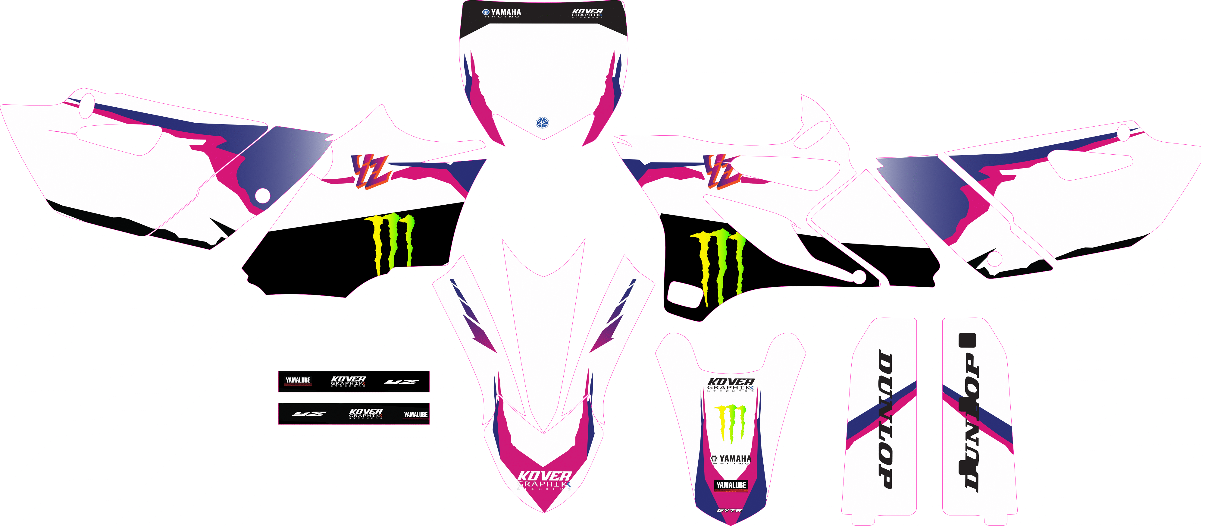 Kit Déco Yamaha YZ 85 (2013–2018) – Édition Anniversaire Blanc Violet Personnalisable | Kover Graphik