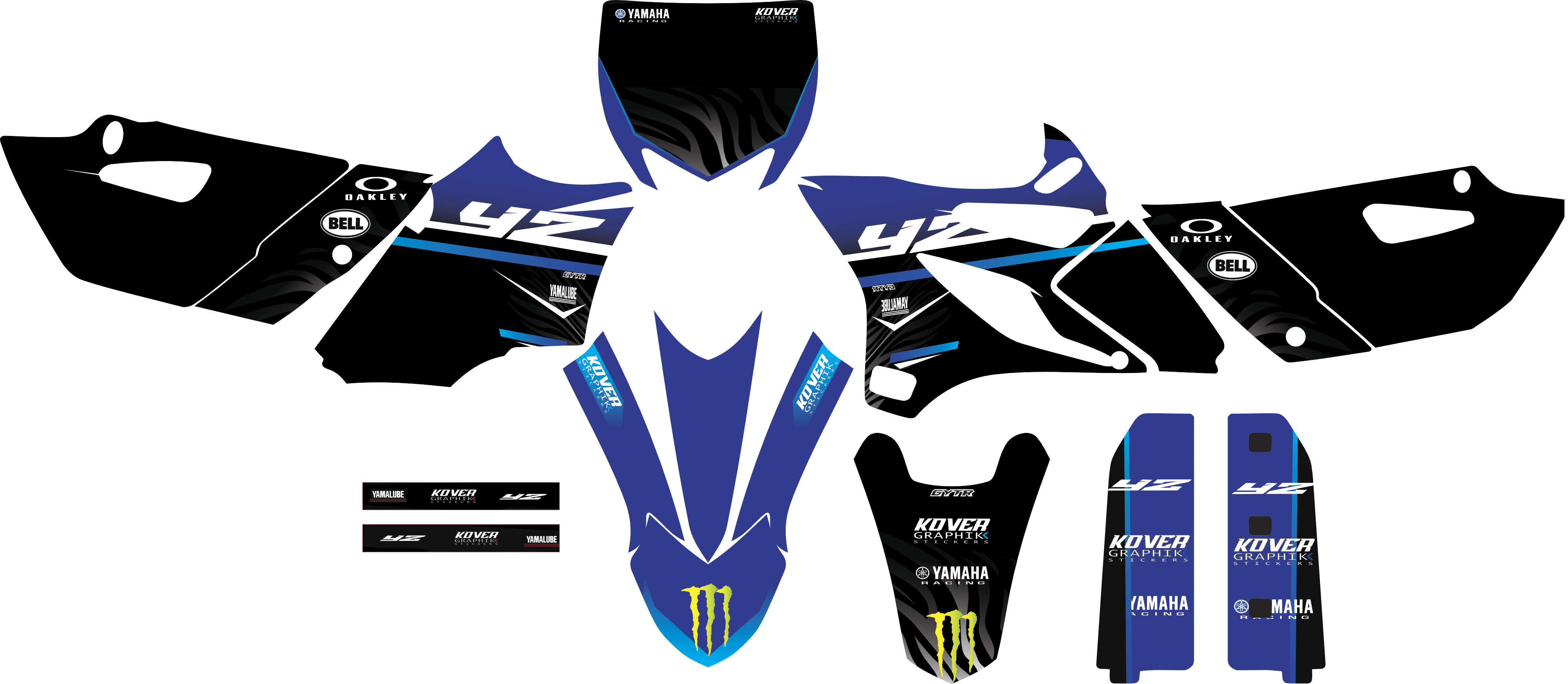 Kit Déco compatible Yamaha YZ 85 (2013–2018) – Design Racing black edition Personnalisable