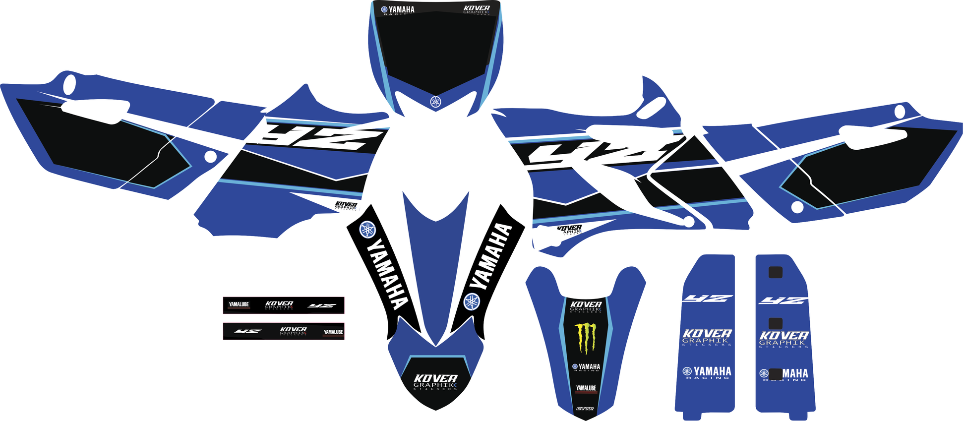 Kit déco Yamaha YZ 85 (2015–2017) Bleu Racing – Stickers Moto Cross Personnalisables | Kover Graphik-2