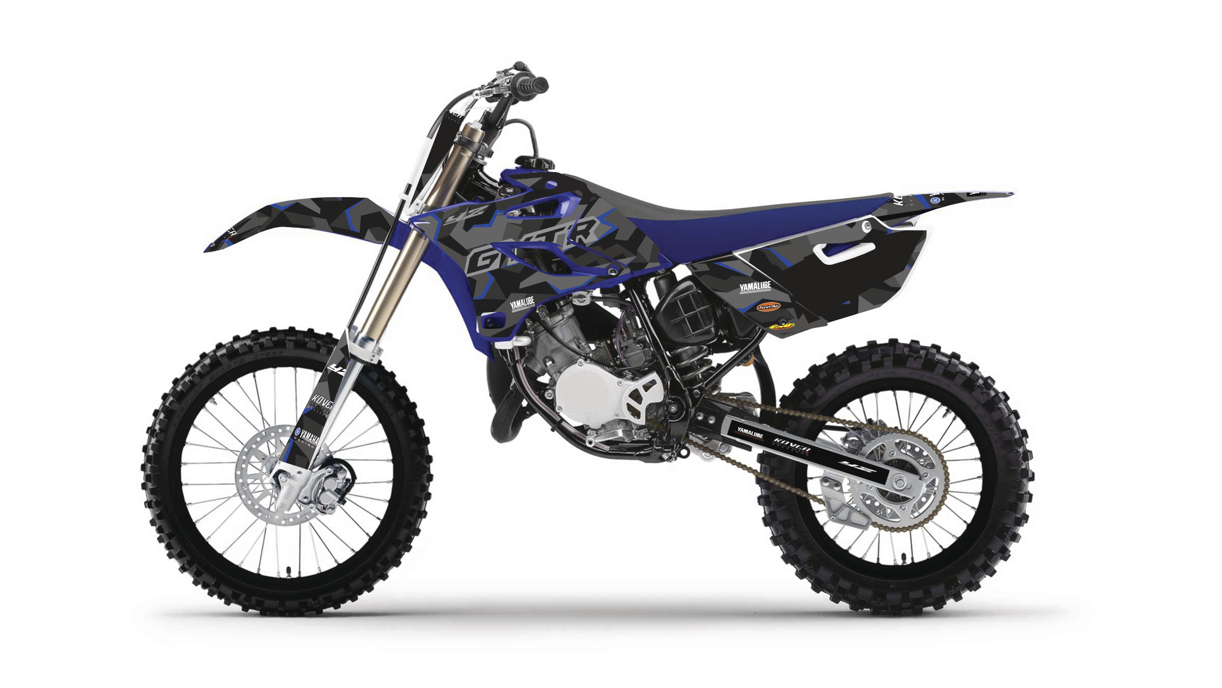 Kit Déco Yamaha YZ 85 (2013–2018) – Design Racing Camo Bleu Personnalisable | Kover Graphik