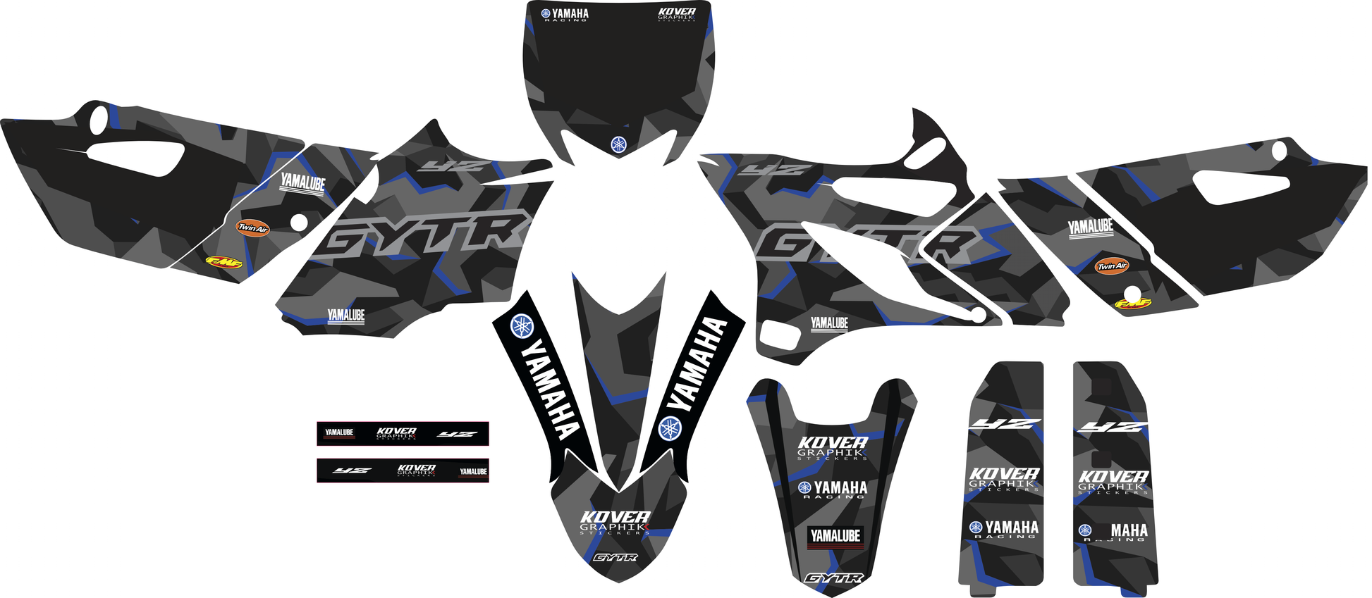 Kit gráfico para Yamaha YZ 125/250 2015-2020 – Design Factory Blue | Kover Graphik-2
