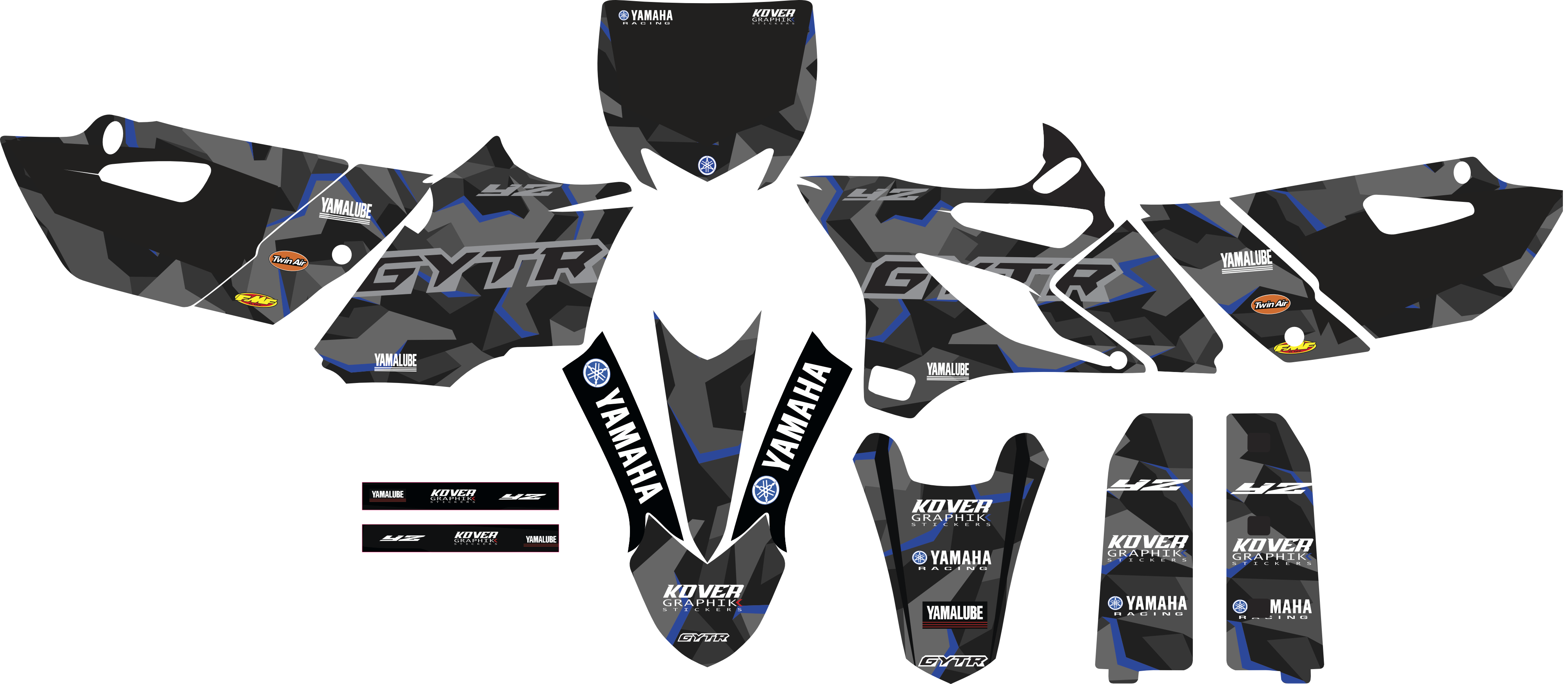 Kit Déco Yamaha YZ 85 (2013–2018) – Design Racing Camo Bleu Personnalisable | Kover Graphik