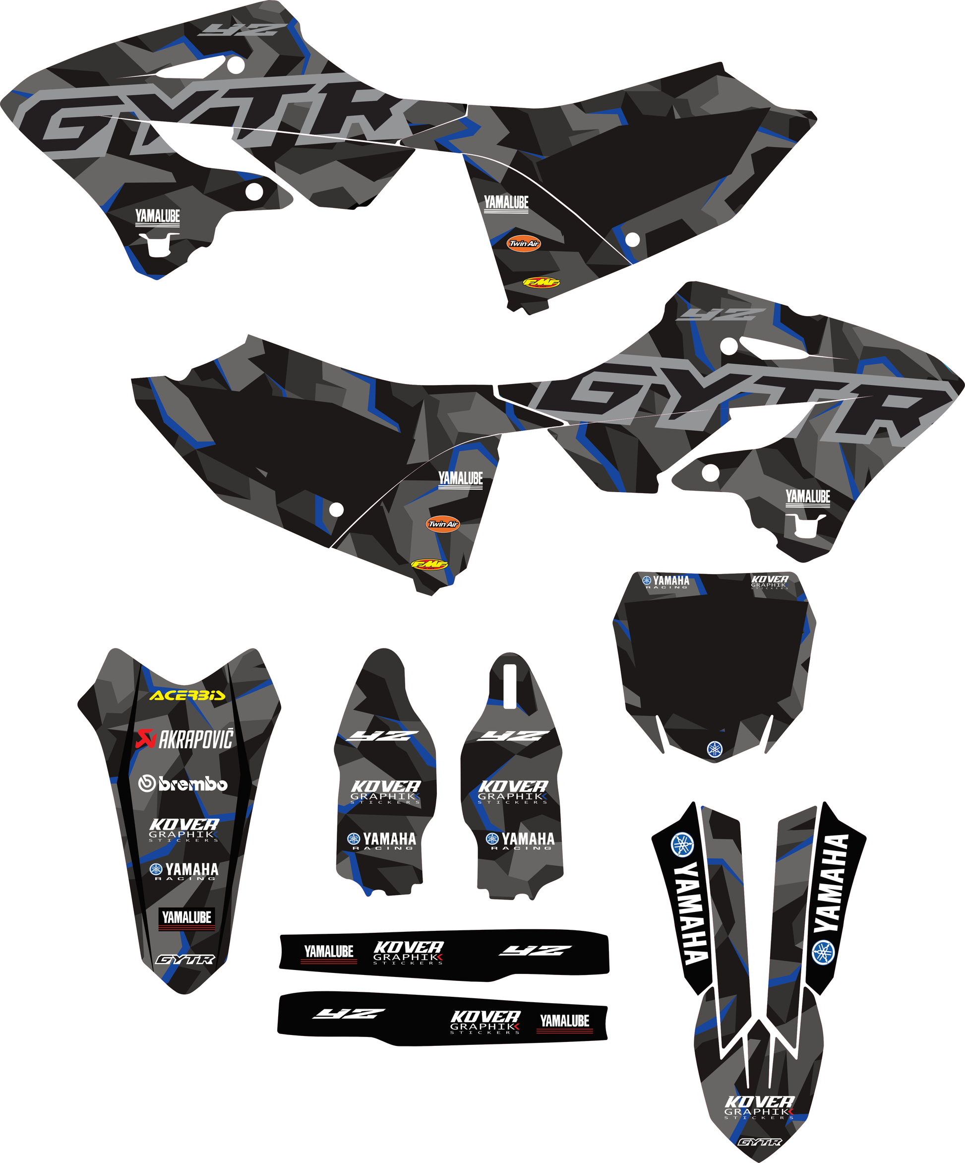 MOTORRAD-GRAFIKKIT, kompatibel mit Dirtbikes YCF Start 88/125 und 125SM, Yamaha-Rennstil-2