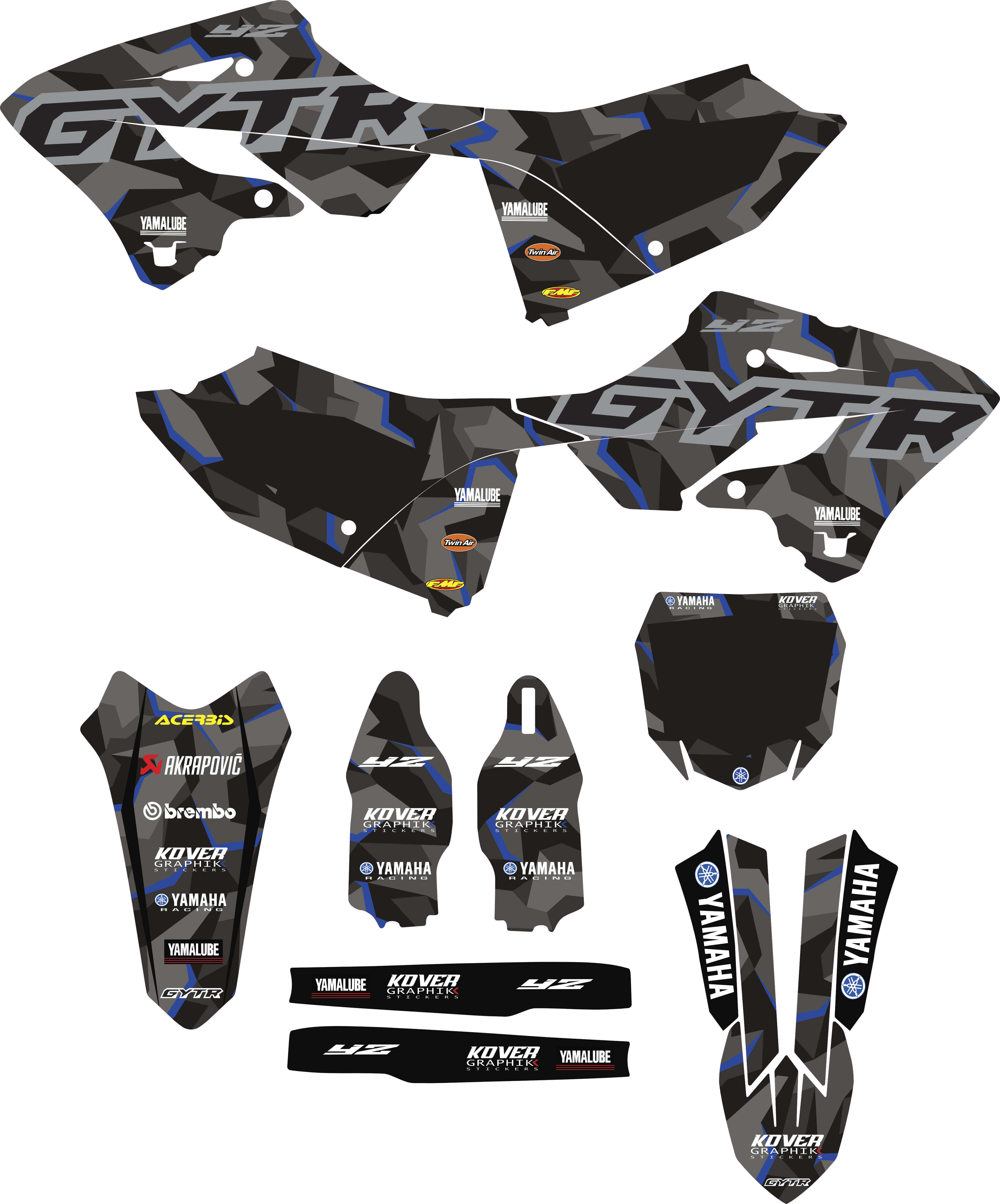 Kit Déco Yamaha YZ250 2022-2026 – Camo Blue Factory