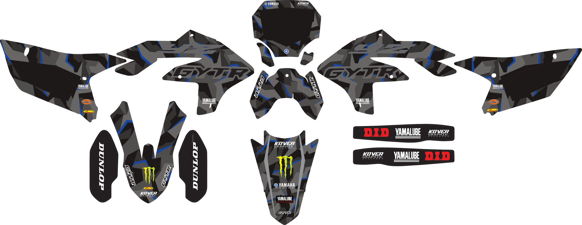 Kit Déco Yamaha YZF 250 (2023-2026) – Design Camo Bleu Racing-2
