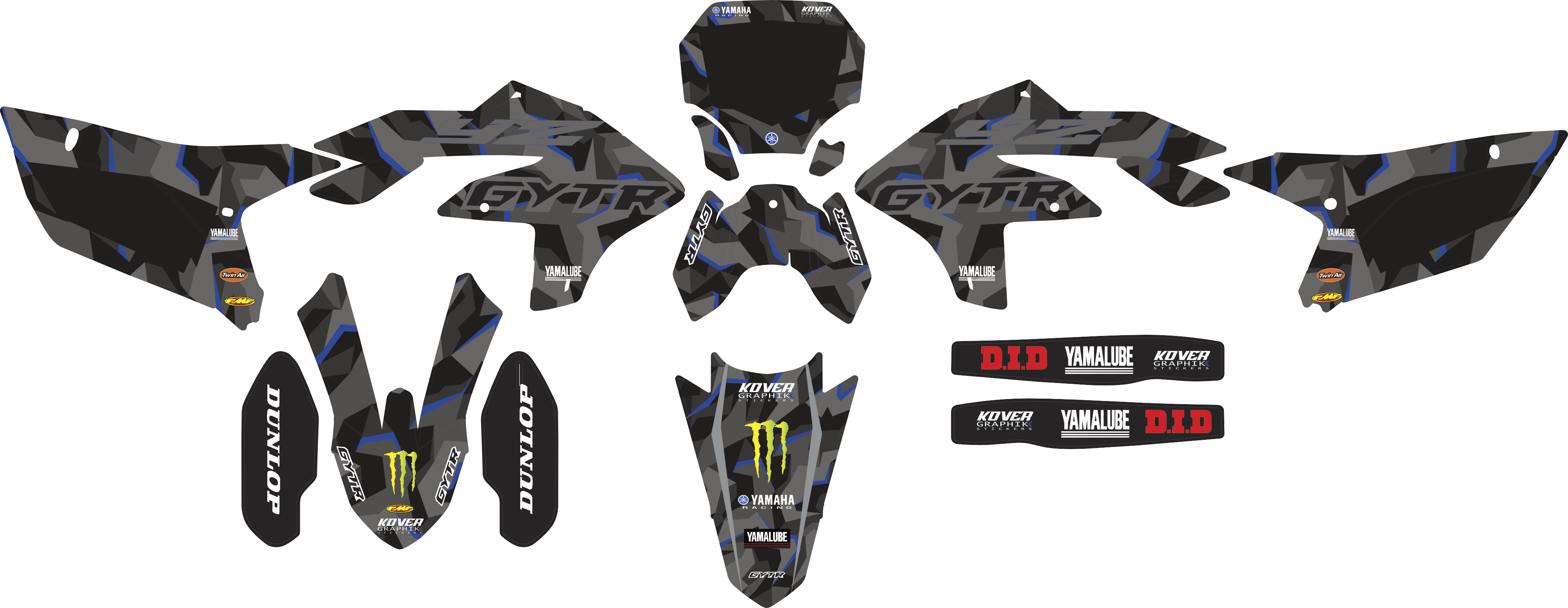 Kit Déco Yamaha YZF 450 (2023-2026) – Design Camo Bleu Racing