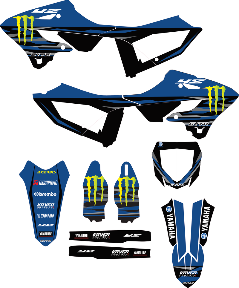 Kit Déco compatible Yamaha YZ 125 & YZ 250 (2021 à aujourd’hui) – Design Factory Racing Bleu-2