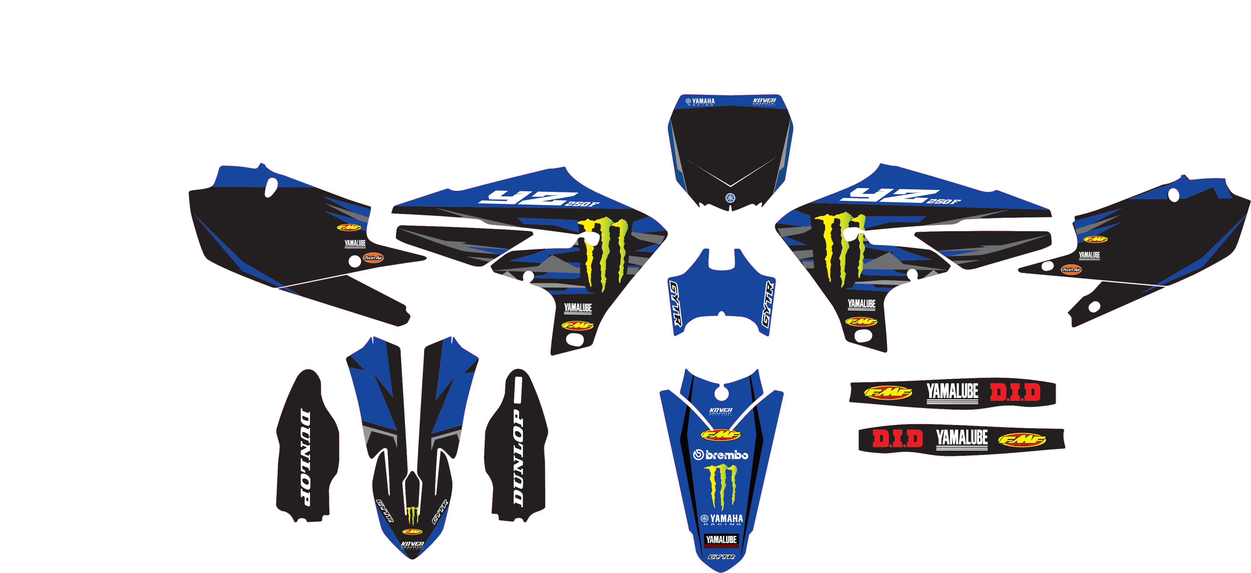 MOTORRAD-GRAFIKKIT, kompatibel mit Dirtbikes YCF Start 88/125 und 125SM, Yamaha-Rennstil