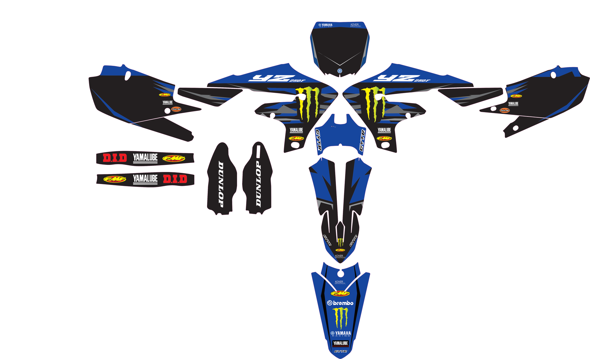 MOTORRAD-GRAFIKKIT, kompatibel mit Dirtbikes YCF Start 88/125 und 125SM, Yamaha-Rennstil-4