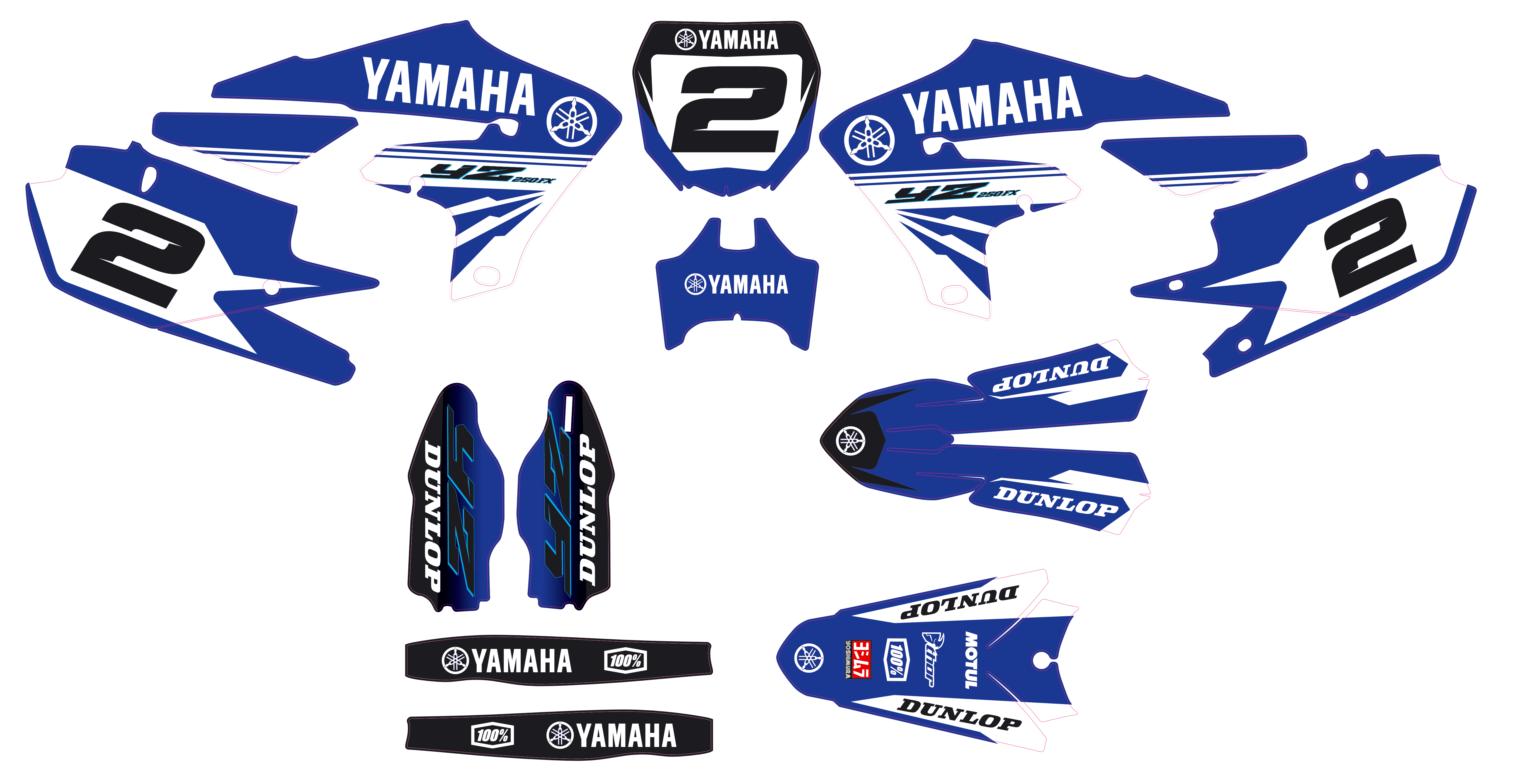 MOTORRAD-GRAFIKKIT, kompatibel mit Dirtbikes YCF Start 88/125 und 125SM, Yamaha-Rennstil-3