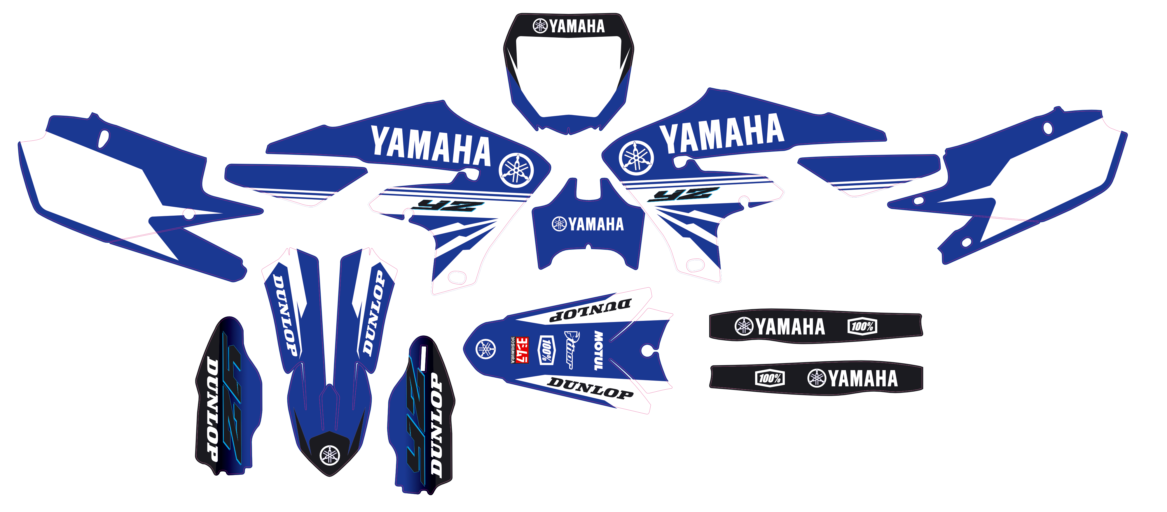 MOTORRAD-GRAFIKKIT, kompatibel mit Dirtbikes YCF Start 88/125 und 125SM, Yamaha-Rennstil