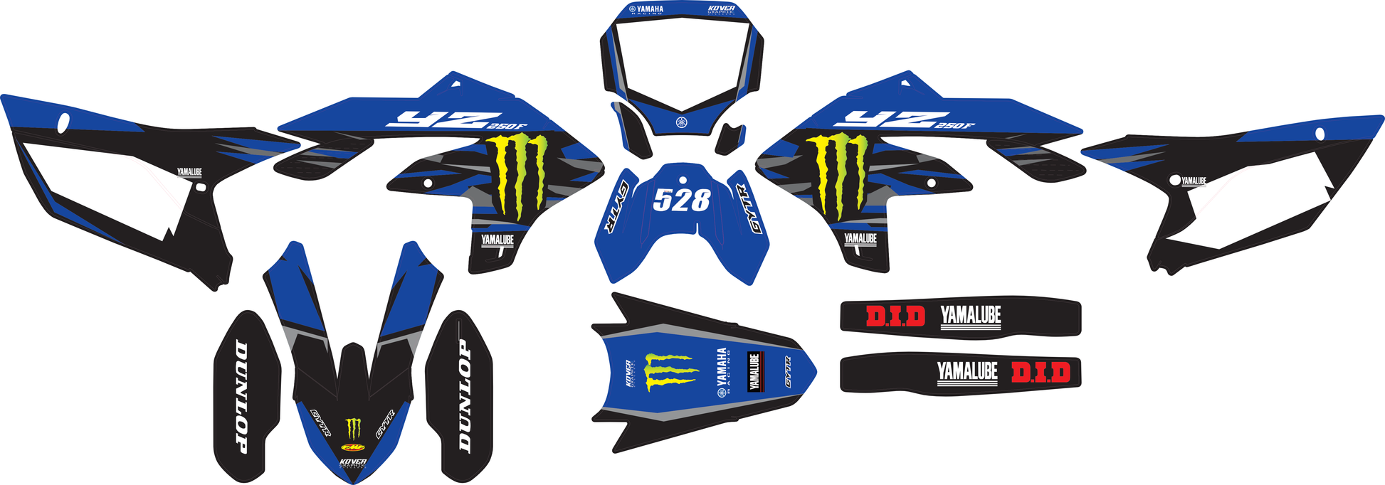 MOTORRAD-GRAFIKKIT, kompatibel mit Dirtbikes YCF Start 88/125 und 125SM, Yamaha-Rennstil-3