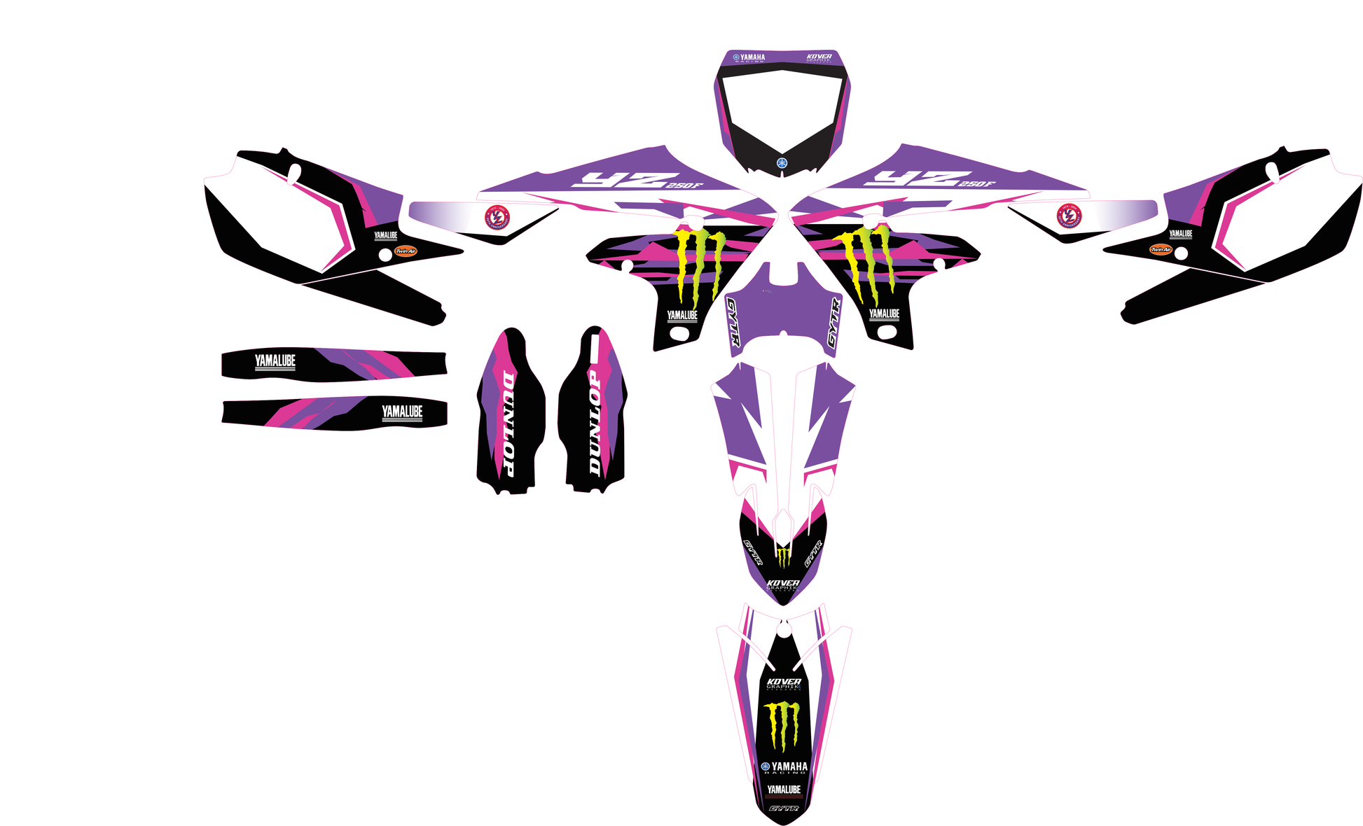 MOTORRAD-GRAFIKKIT, kompatibel mit Dirtbikes YCF Start 88/125 und 125SM, Yamaha-Rennstil-5