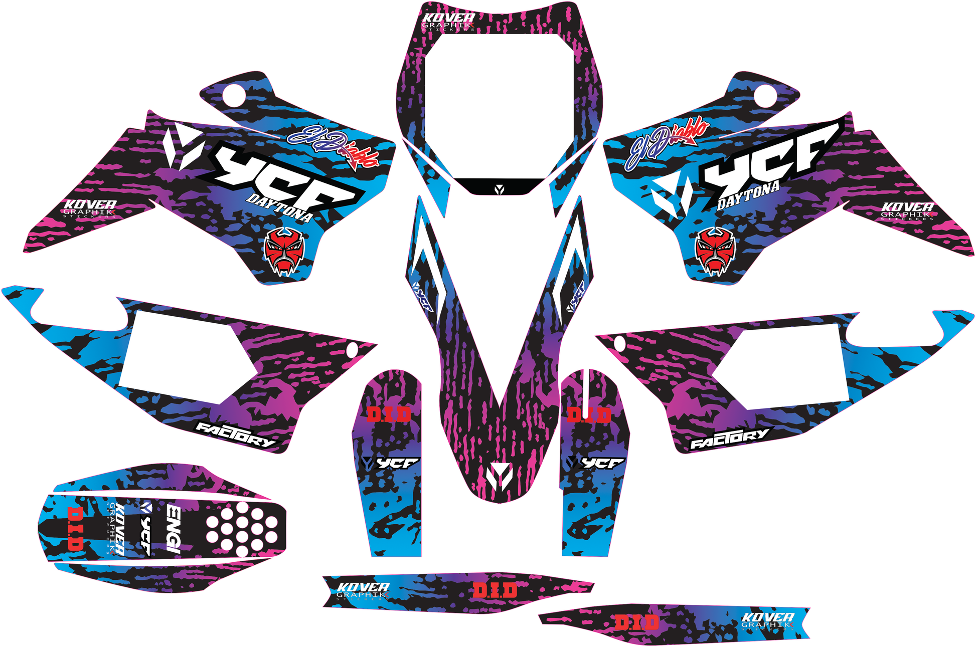 Kit Déco YCF Pilot / SP / 155 SM / 190 SM Multicouleur – Design Graphique-1