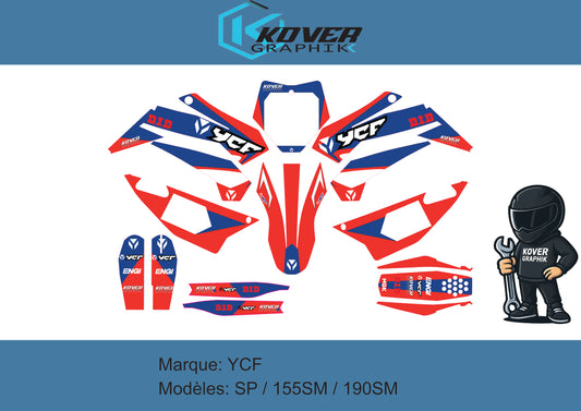 KIT DECO MOTO compatible dirt bike YCF SP / 155SM / 190SM Style Honda HRC