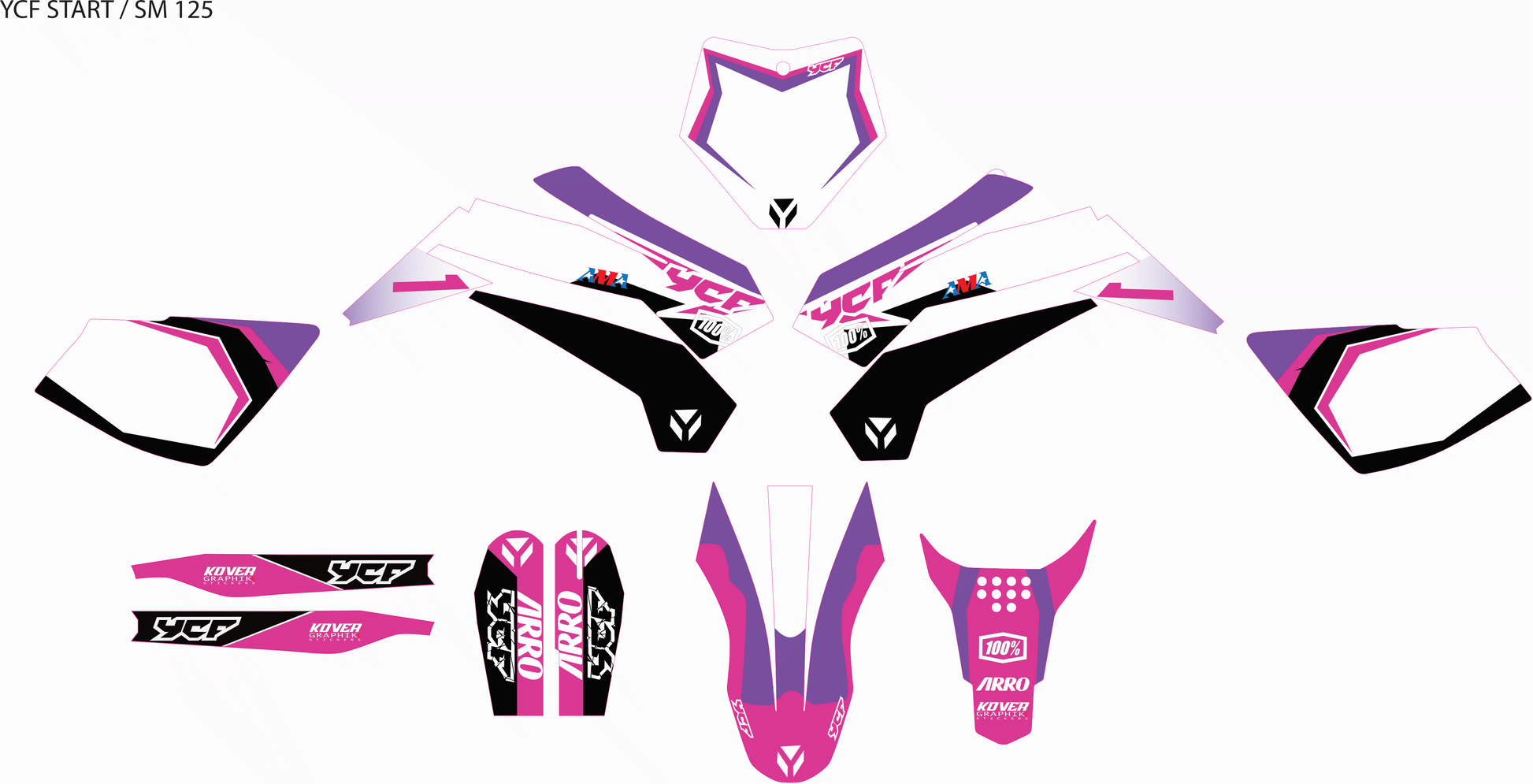 Kit Déco YCF Lite 88 / 125 / 150 (Après 2020) Rose – Style Moderne-2