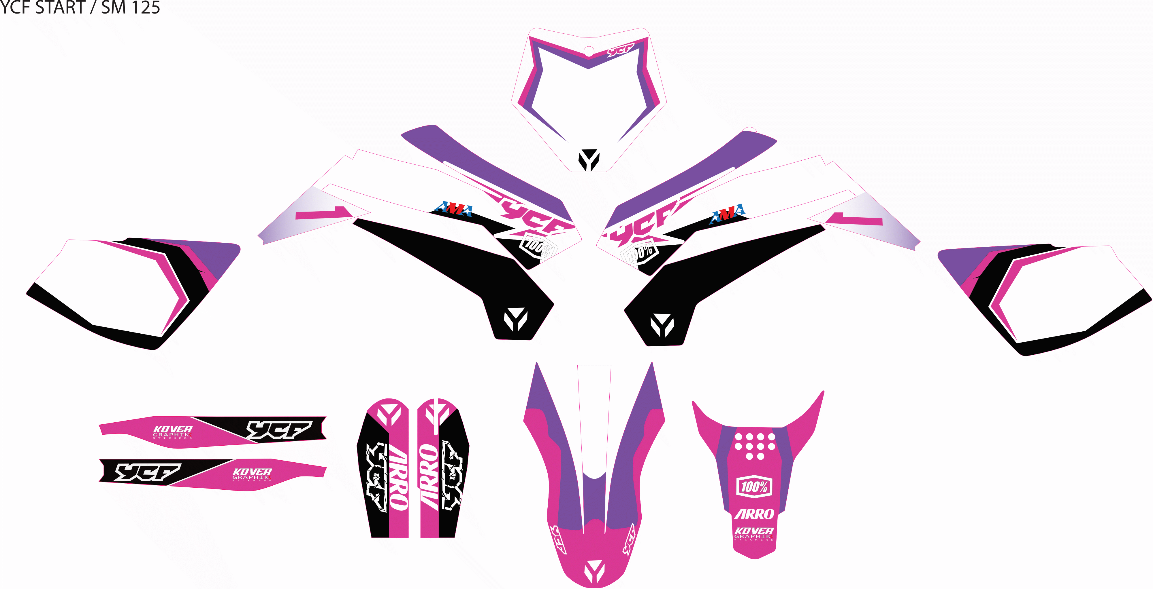 Kit Déco YCF Start 88/125 (Après 2020) Rose – Style Moderne