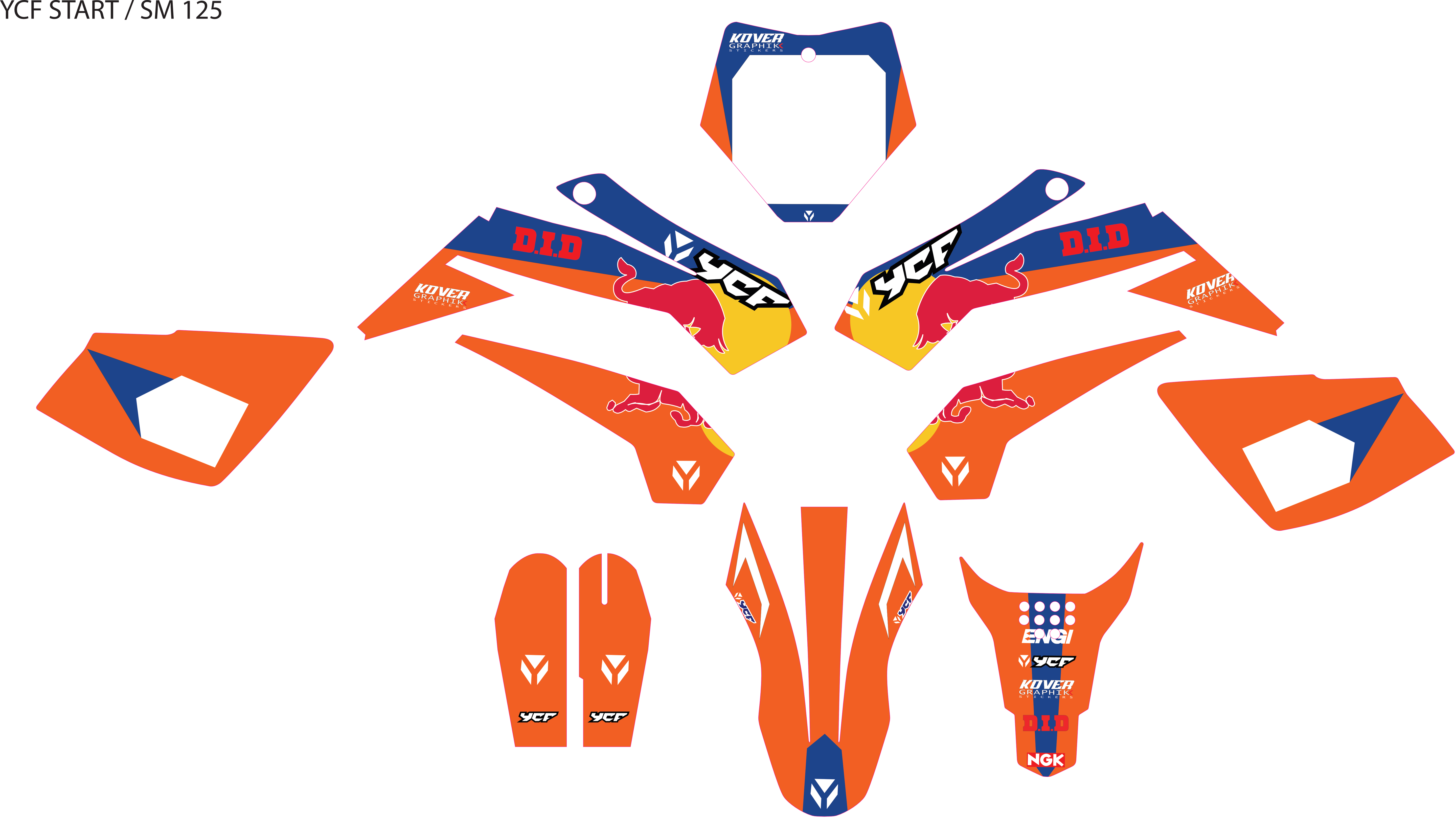 Kit Déco YCF Start 88/125 (Après 2020) Orange – Style Racing