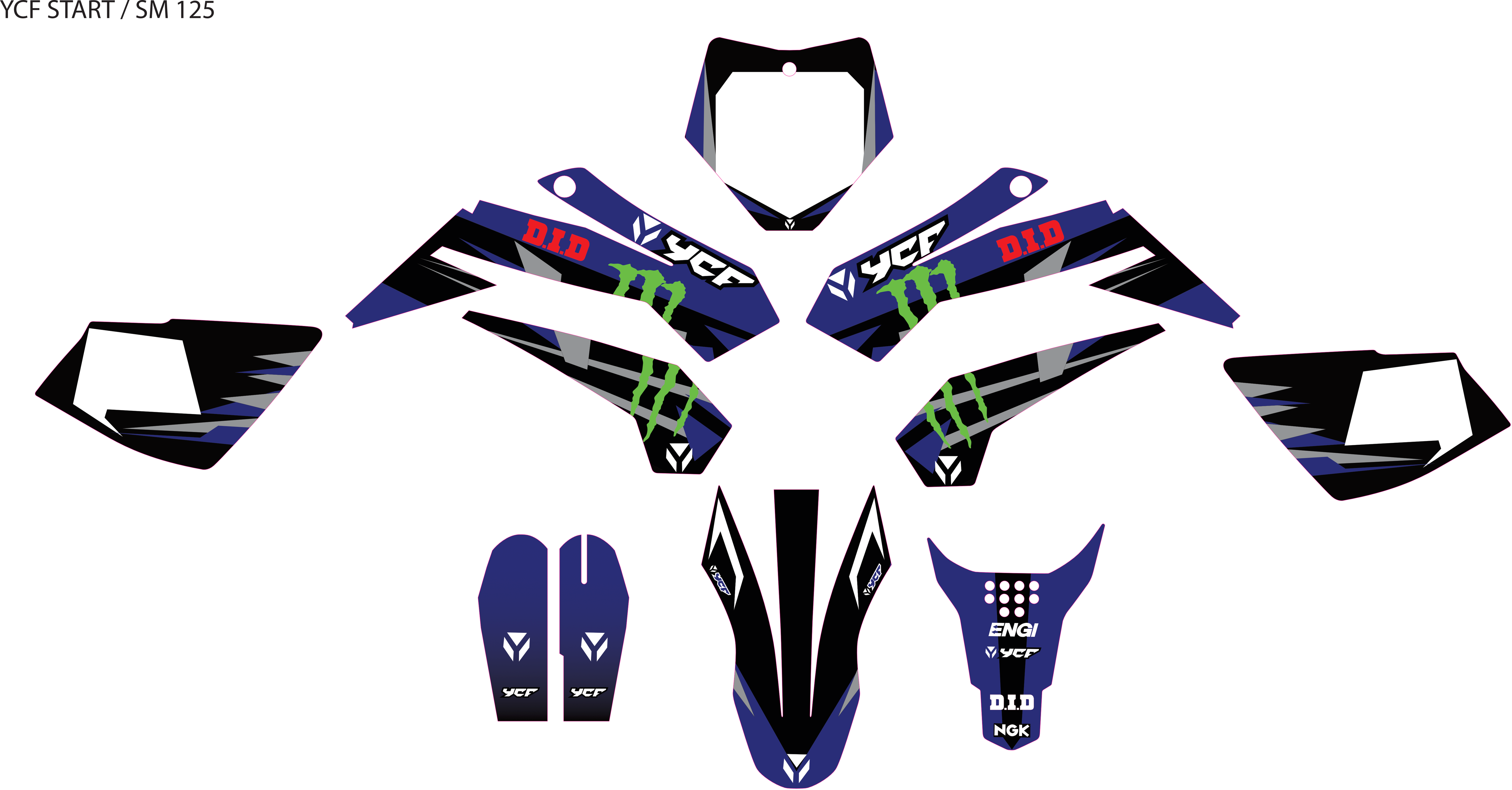 Kit Déco YCF Lite 88 / 125 / 150 (Après 2020) Bleu – Style Factory