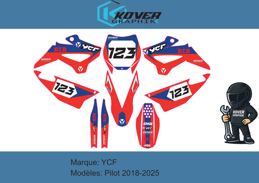 KIT DECO MOTO compatible dirt bike YCF Pilot 2018-2025 style honda HRC