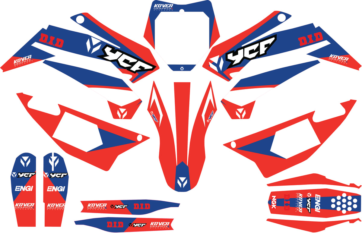 MOTORRAD-GRAFIKKIT, kompatibel mit Dirtbike YCF Pilot 2018-2025, Honda HRC-Stil