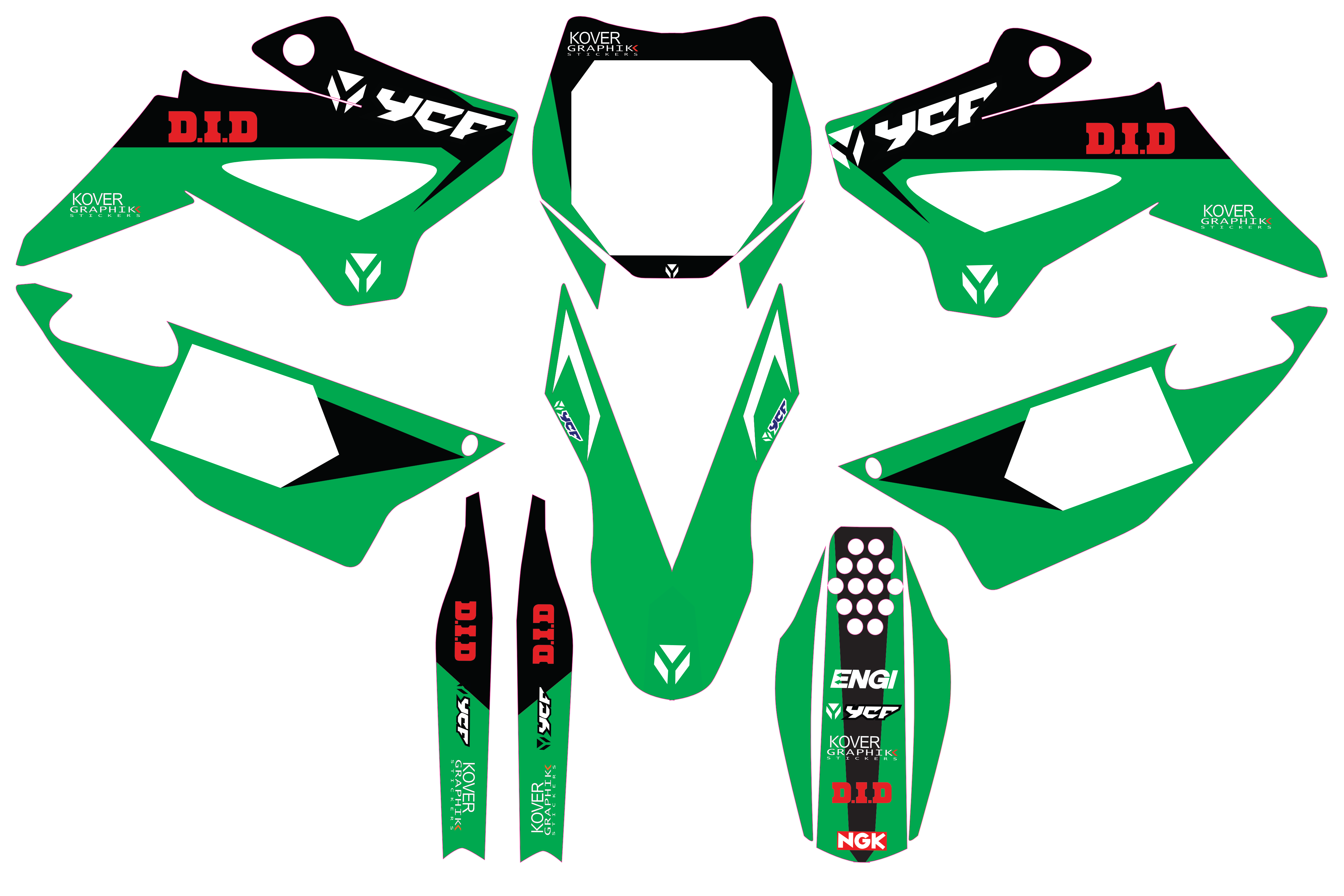 Kit Déco YCF Pilot / SP / 155 SM / 190 SM Vert – Style Off-Road