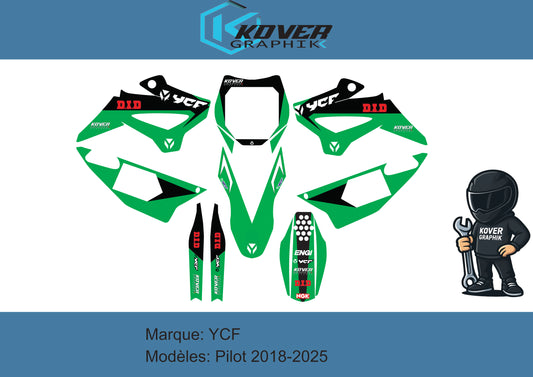 KIT DECO MOTO compatible dirt bike YCF Pilot 2018-2025 style Kawasaki KX