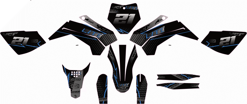 Kit Déco YCF Lite 88 / 125 / 150 (Après 2020) black & blue – Style Moderne-1