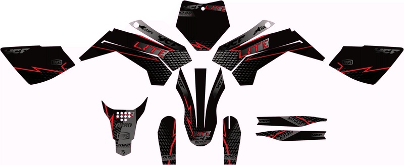 Kit Déco YCF Lite 88 / 125 / 150 (Après 2020) black & red – Style Moderne-2
