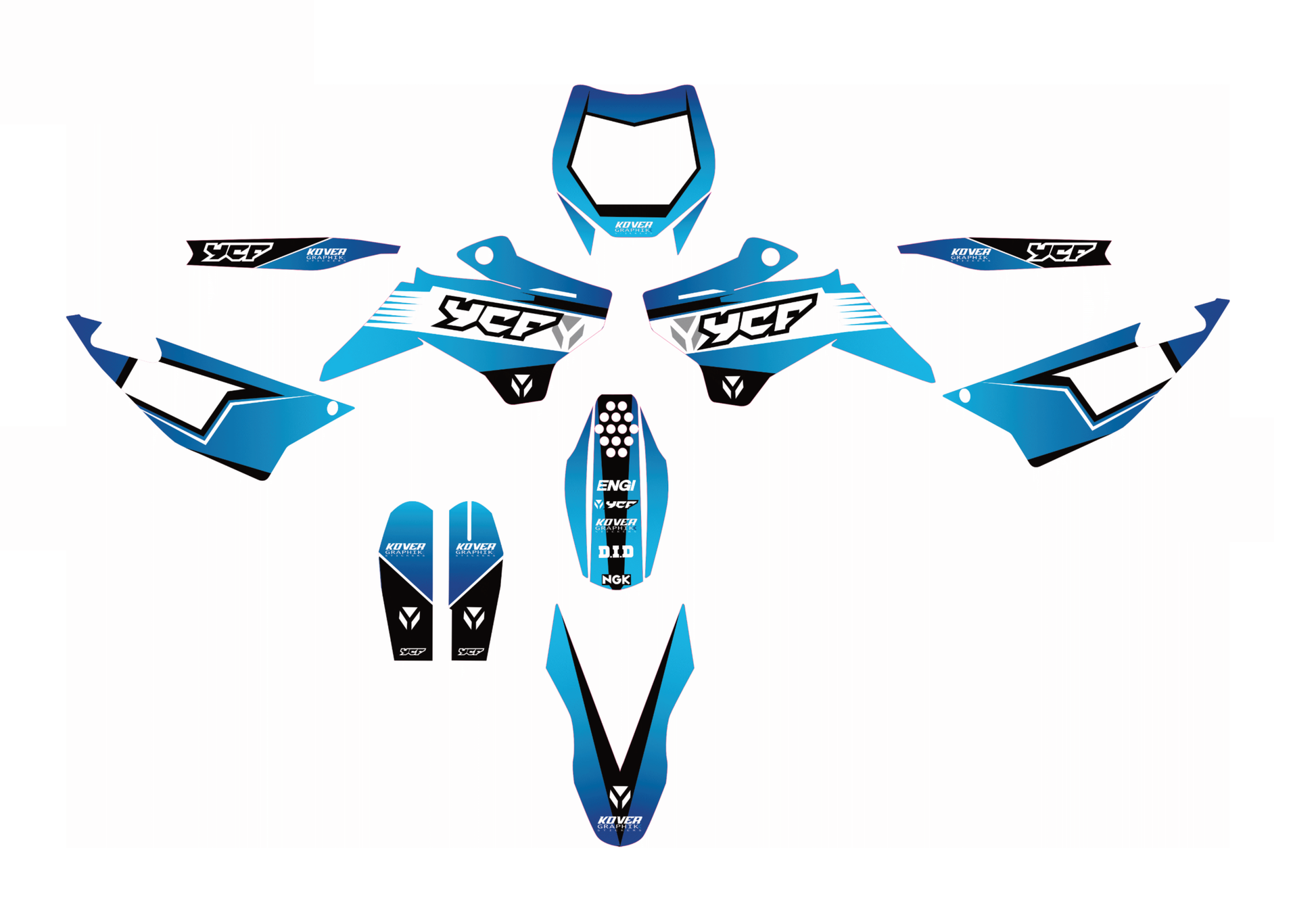 Kit Déco YCF Pilot / SP / 155 SM / 190 SM Bleu Dégradé – Design Premium-1