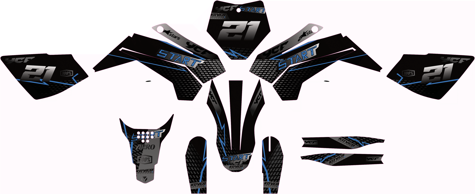 Kit Déco YCF Start 88/125 2020+ black & blue-1