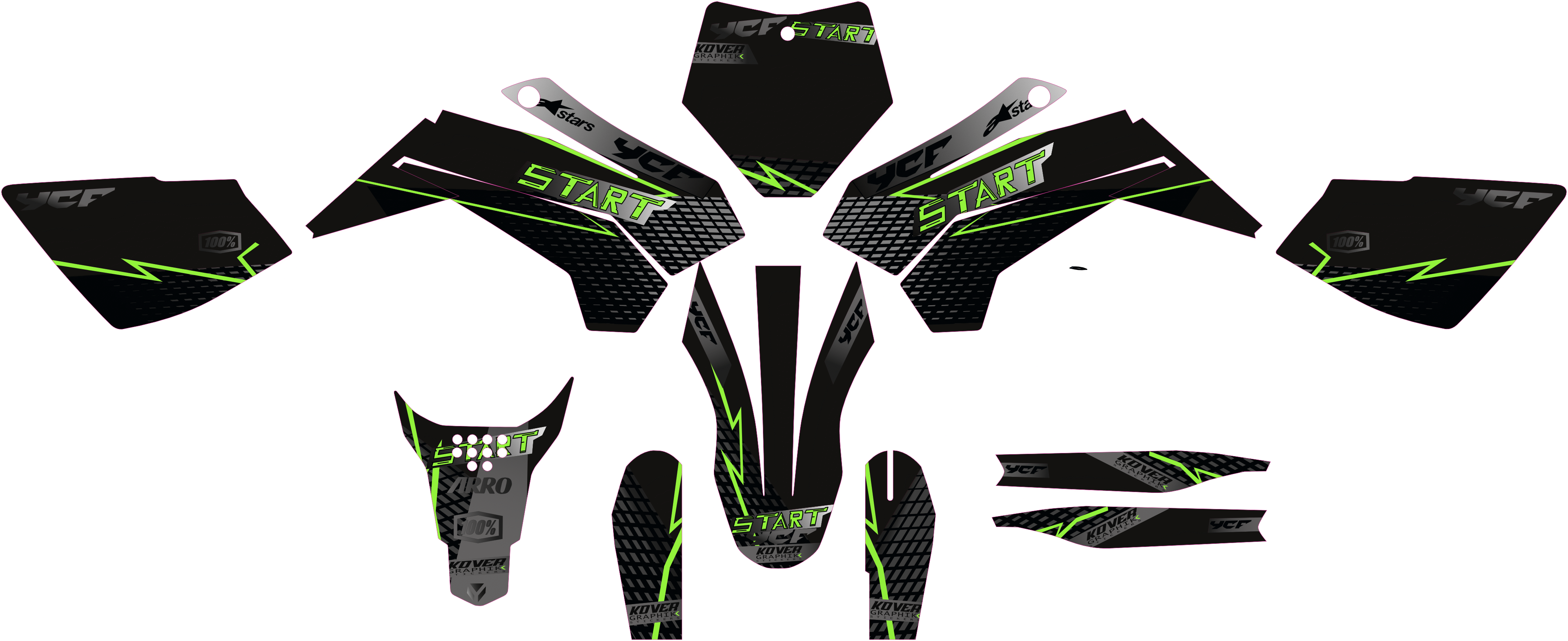 Kit Déco YCF Start 88/125 2020+ black & green