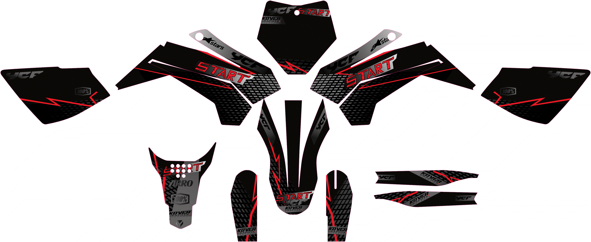 Kit Déco YCF Start 88/125 2020+ black & red-1