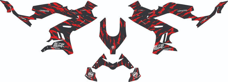 Kit déco noir et rouge pour CF Moto 675 SR-R, gabarits des stickers