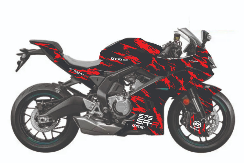 Montage du kit déco noir et rouge sur CF Moto 675 SR-R