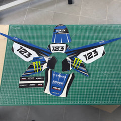 Kit de decoración para moto compatible con Yamaha PW 50 – Adhesivos resistentes – Diseño Racing Azul/Negro – Kover Graphik-3