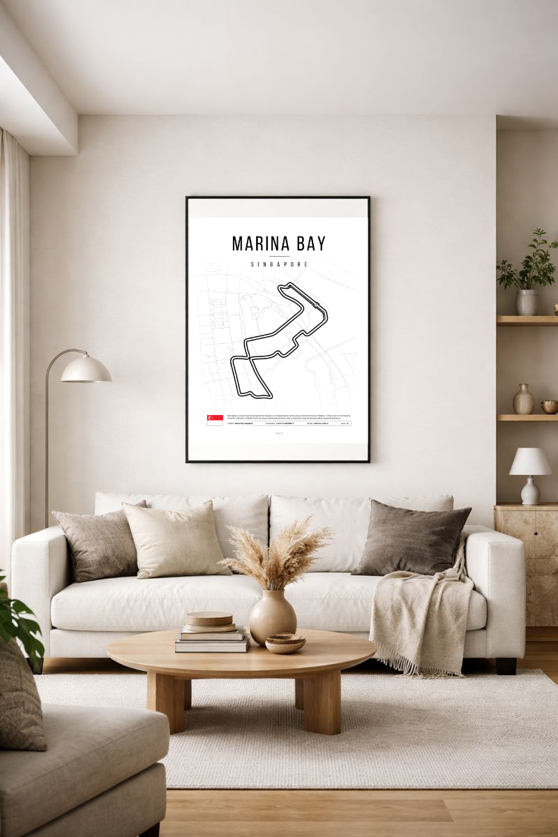 Poster Marina Bay – Singapour | Affiche Circuit F1 Singapore Night Race Minimaliste-1