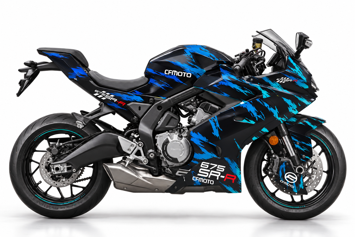 Kit déco CF Moto 675 SR-R 2025-2026 noir & bleu dégradé