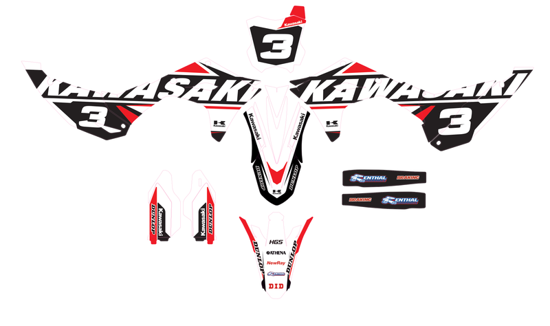 Kit déco Kawasaki KXF / KX-F 250 & 450 (2024–2025) – Design Factory Racing Black / Red-2