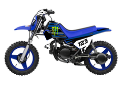 Kit de decoración para moto compatible con Yamaha PW 50 – Adhesivos resistentes – Diseño Racing Azul/Negro – Kover Graphik-1