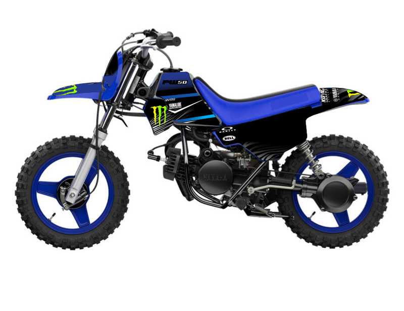 Kit Déco compatible Yamaha PW 50 – Design Racing black edition– Moto Enfant (Copie)-1