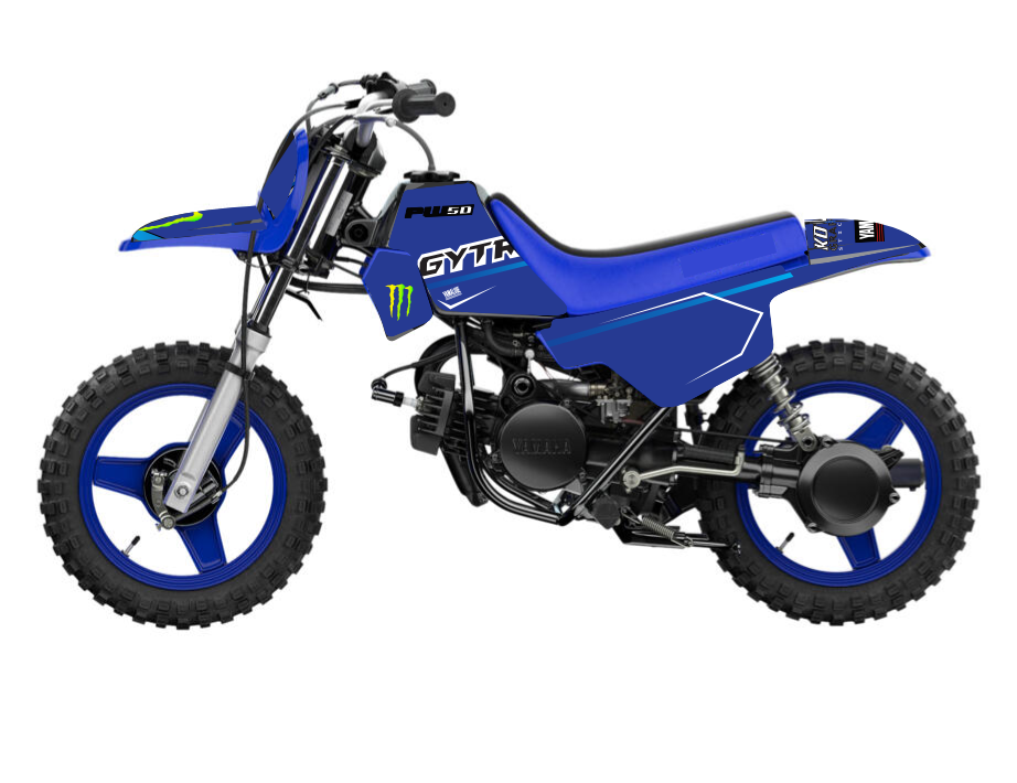 Kit Déco compatible Yamaha PW 50 – Design Racing Bleu gytr– Moto Enfant-1