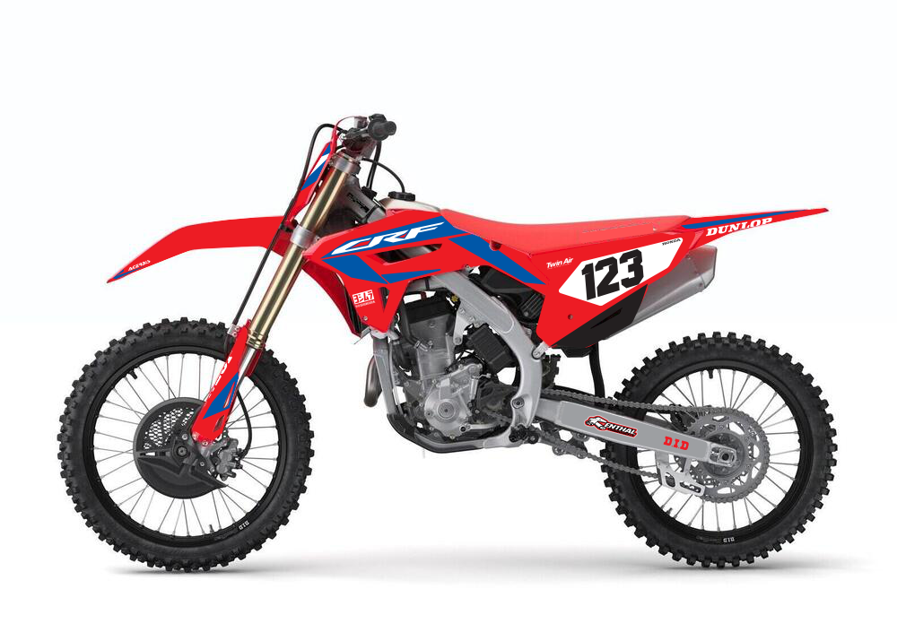 Kit déco Honda CRF 250R 450R 2021-2025 – Design Factory HRC Rouge / Bleu