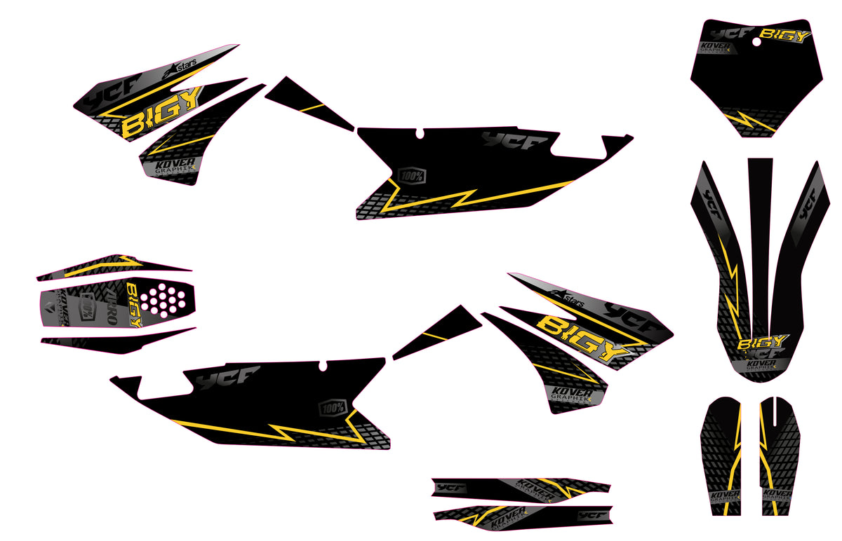 KIT GRÁFICO DE MOTOCICLETA compatible con motocross YCF Pilot 2018-2025 estilo Honda HRC-9