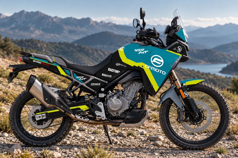 Kit déco CFMOTO 450MT 2024-2026 – Road Race Turquoise & Jaune-1