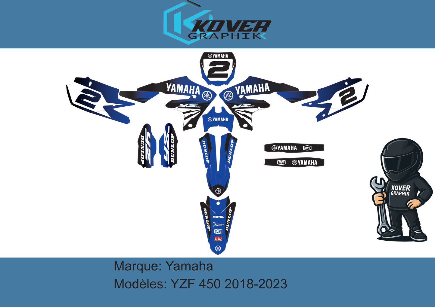 Kit déco Yamaha YZF 450 2018-2023 – Design Factory Racing | Kover Graphik