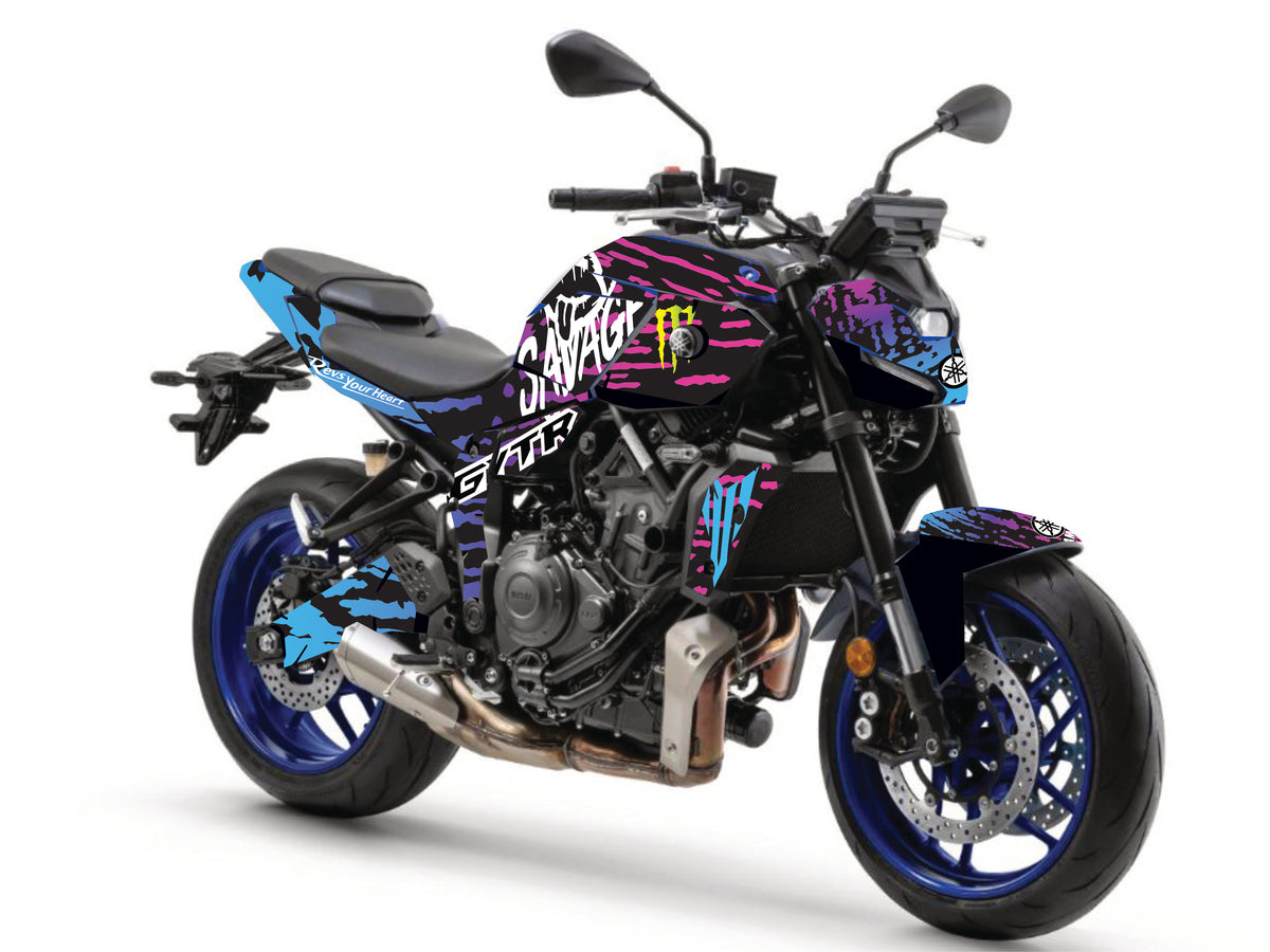 Kit déco Yamaha MT-07 2025 bleu violet rose style racing Kover Graphik