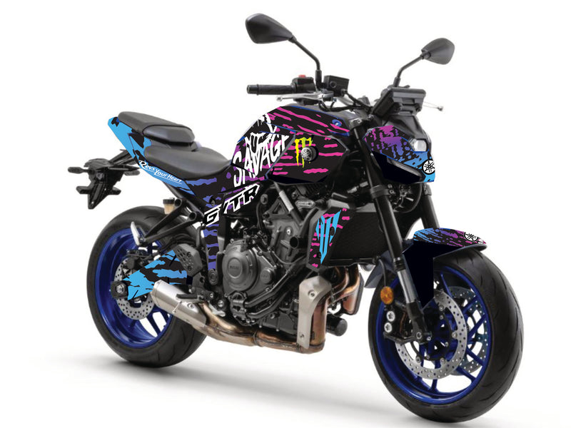 Kit déco Yamaha MT-07 2025 bleu violet rose style racing Kover Graphik